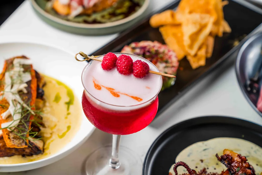 Raspberry cocktail served up